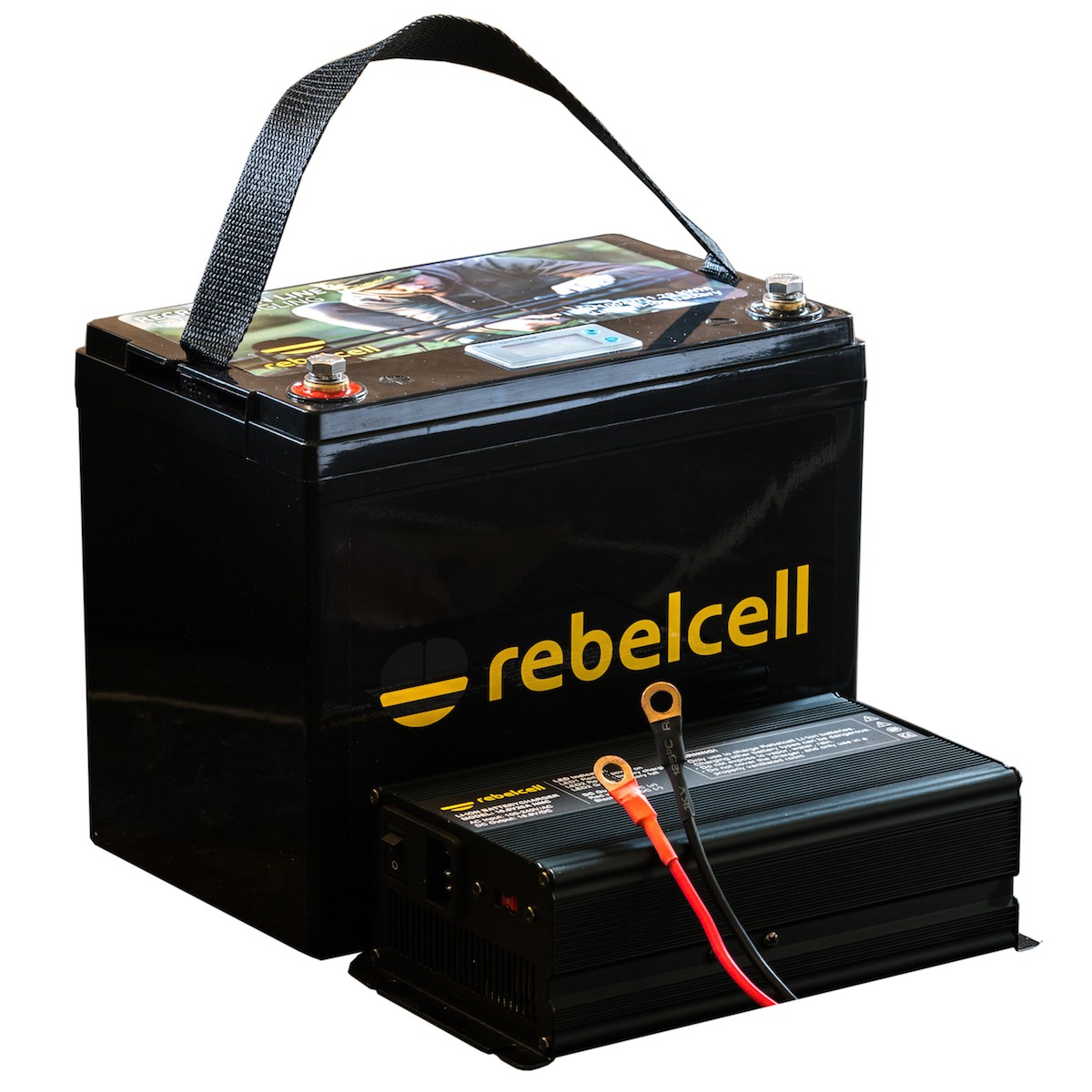 Rebelcell Set: 12V100AH accu + acculader Top Merken Winkel